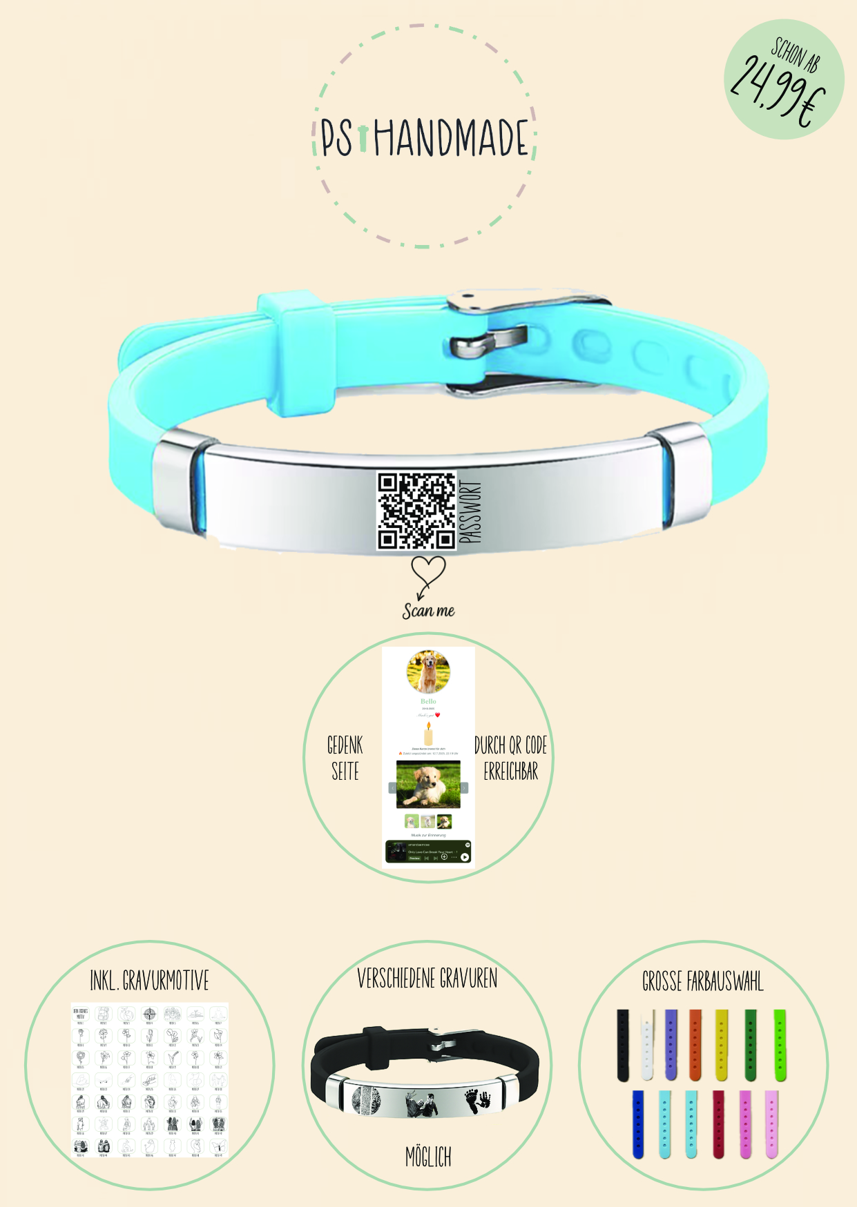 Kinderarmband mit Gedenkseite