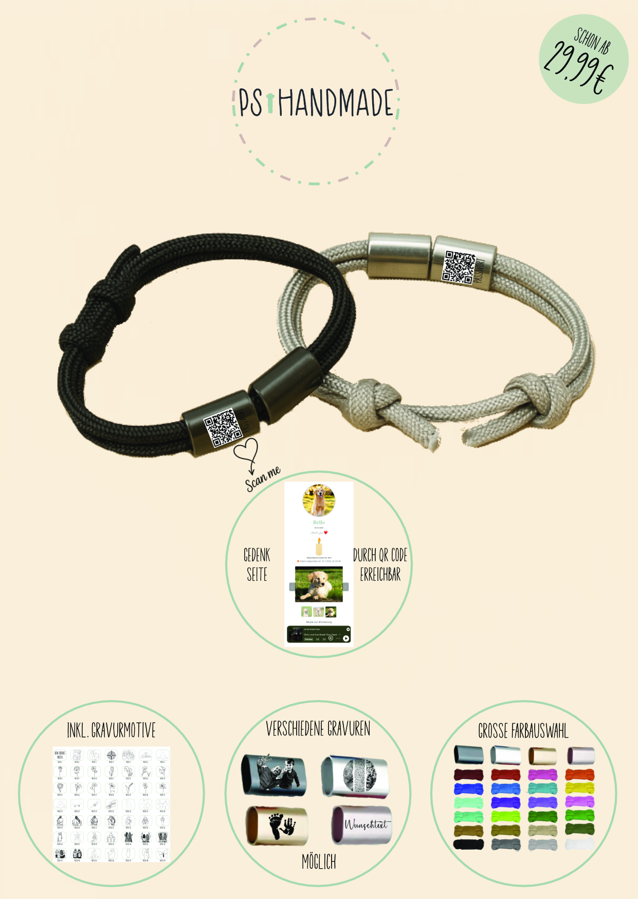 Seilarmband mit Gedenkseite